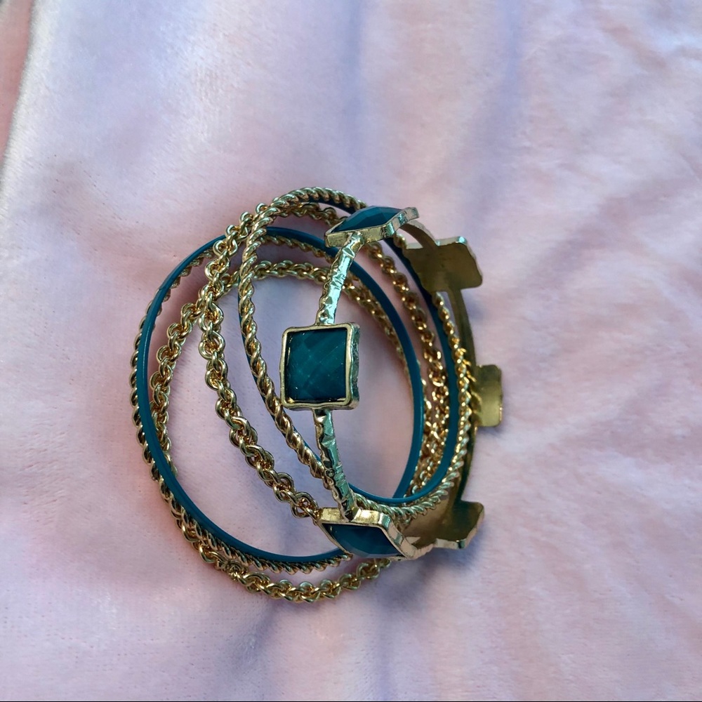 Turquoise and gold bangle set!!